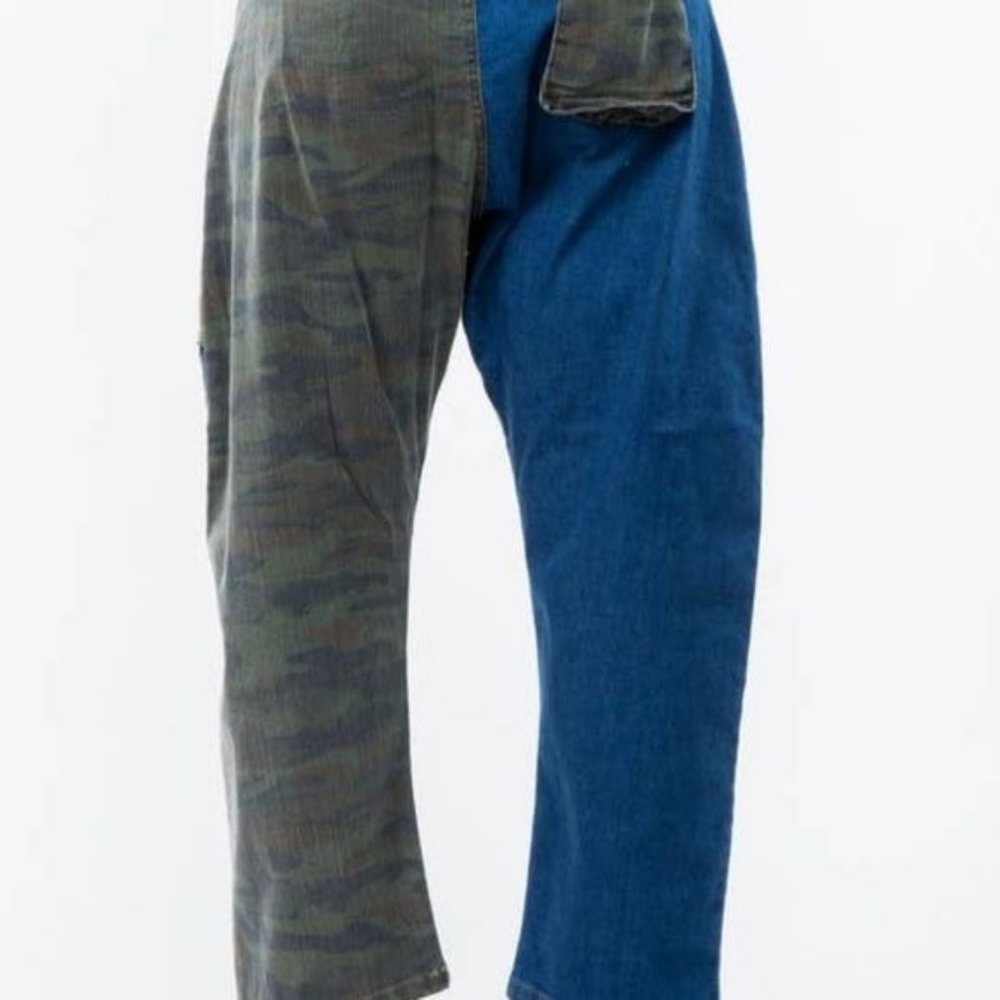 Callie Trifecta: Mixed Denim Khaki Camo Cargo Harem Jeans - Picture 11 of 17